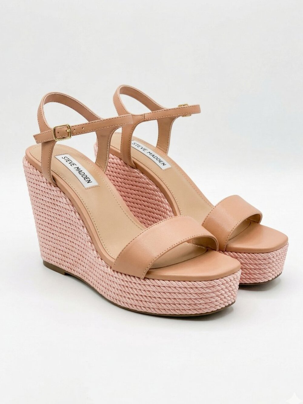 NWOT Steve Madden Tory Twist Wedge Sandals Rope Platform Ankle Strap Pink 8
